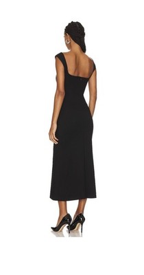 Women s Black Solid Square Neck Sleeveless Midi Sheath Dress Size M