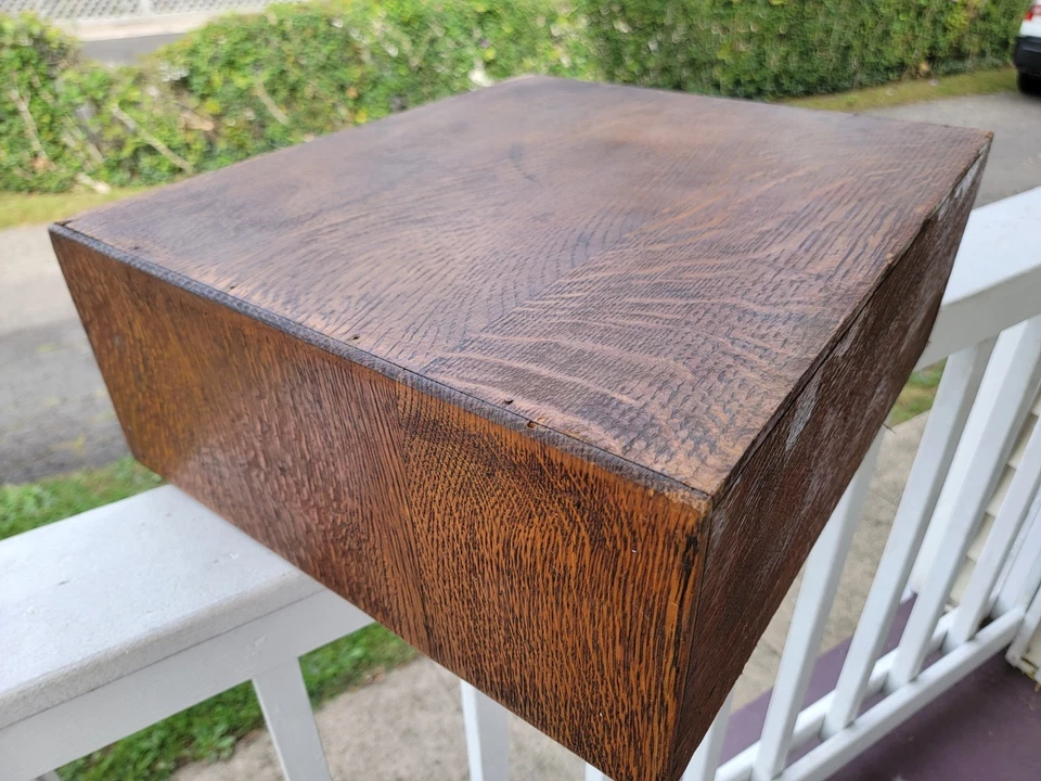 R And T 2 Drawer Card Catalog Old Oak Quarter Sawn  Dovetail Joints  1800s - Image 3 of 4