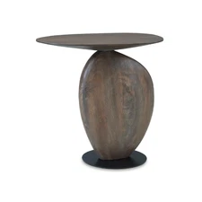 Cormmet Industrial Accent Table with Metal Base, Dark Brown & Black