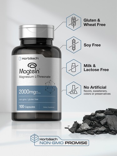 Magnesium L-Threonate | 2000mg | 100 Capsules | Magtein | Non-GMO | by Horbaach - Picture 4 of 7