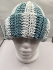 Handmade Crochet Beanie Ice Blue/Arctic Colors Acrylic Yarn, Unisex Adult Size