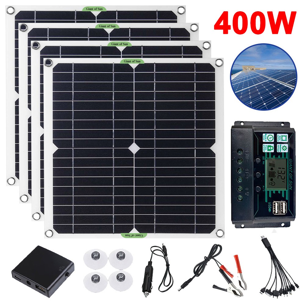 400W Solar Panel Kit 100A 12V Battery Charger w/ Controller Caravan for Home RV