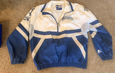 VTG 1990's Starter Dallas Cowboys Pullover Jacket White 1/2 Zip Pro Line XL crt