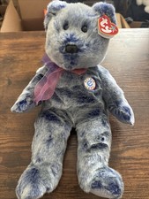 Beanie Buddy PERIWINKLE The E Bear 2001 TY Beanie Babies 14” Frost Blue NWT