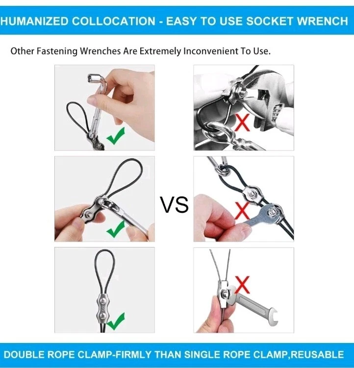 String Light Hanging Kit With 164 Ft Nylon Coated Stainless Steel 304 Wire Rope  - Image 4 of 4