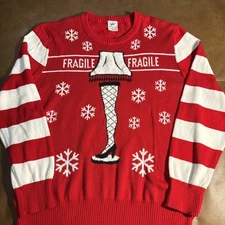 Adult Unisex XL leg lamp Christmas Story holiday sweater red kitsch