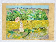 Claude Monet (Handmade) Drawing on antique paper Signed and Sealed.