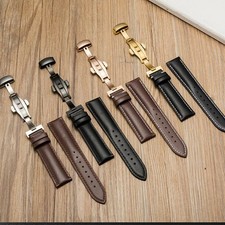 12mm-24mm Leather Watch Band Bracelet Strap Replacement Deployment Clasp Buckle