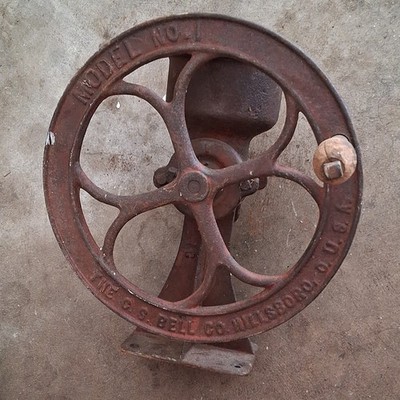 C.S. Bell Co Model No. 1 Cast Iron Manual Grain Mill with Hand Crank