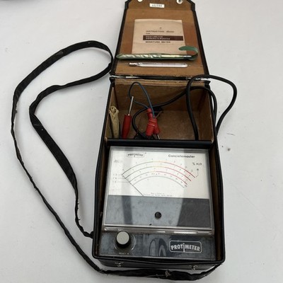 Vintage Analog Protimeter Concretemaster Feuchtigkeitsmesser Gehäuse, Anleitung etc.