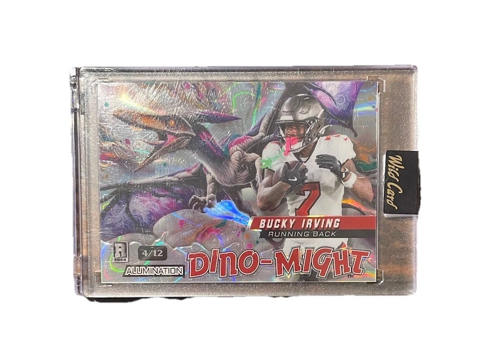 Bucky Irving Wild Card Alumination Dino-Might #BI Triceratops-Cross Hatch Foil-Platinum 1/1