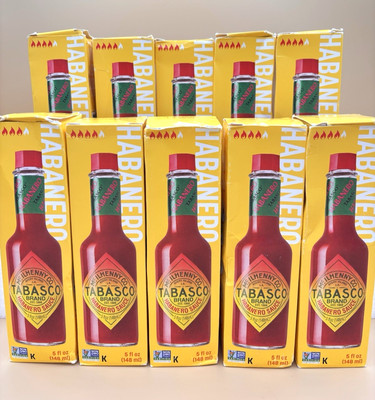 Lot of 10 Tabasco Habanero Pepper Sauce 5 oz Spicy Hot Sauce Ex: 09/2026