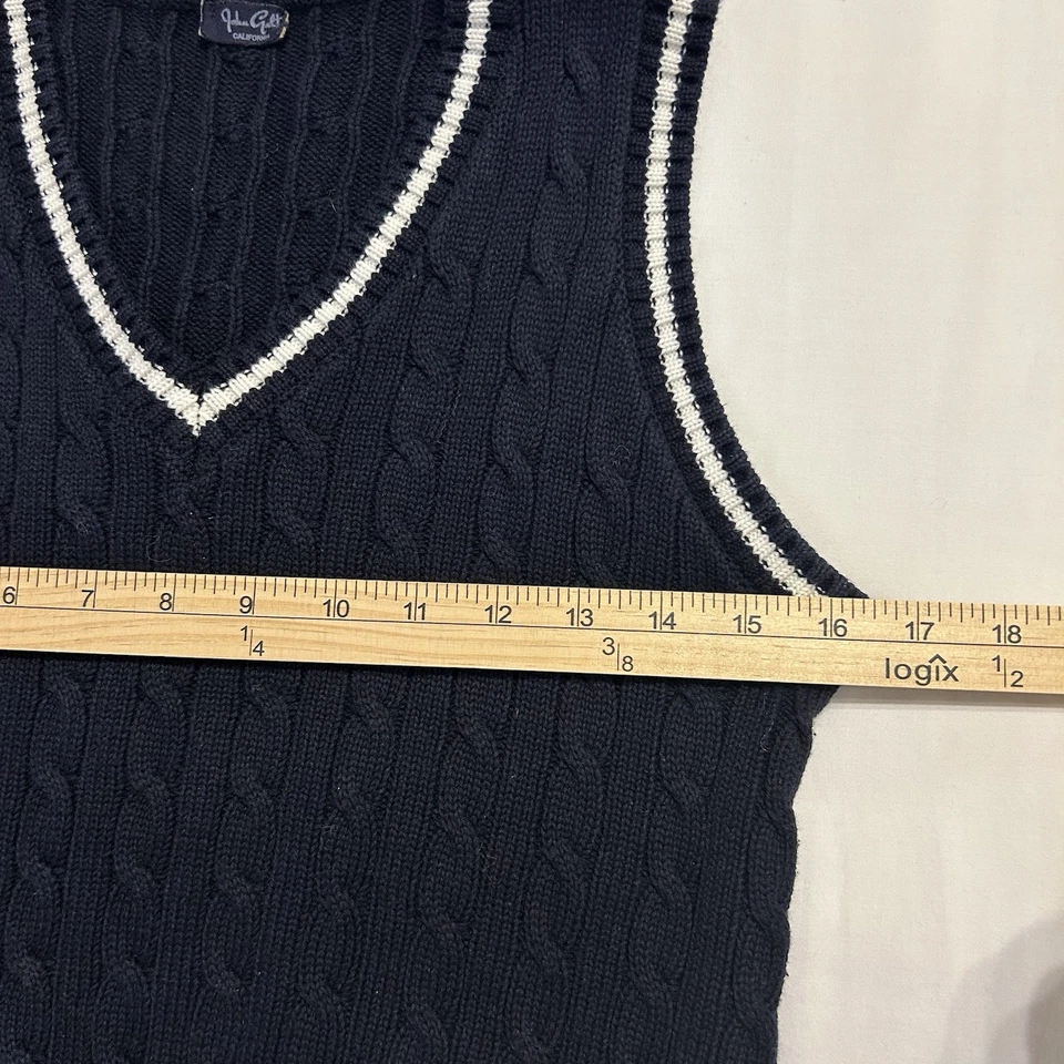 John Galt Cable Knit Sweater Vest Preppy Collegiate Style Navy Blue Size Small - Imagem 2 de 4