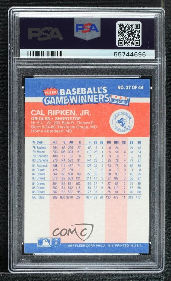 1987 Fleer Limited Edition Baseball's Game Winners Box Set Cal Ripken Jr PSA 9 - Image 2 of 2