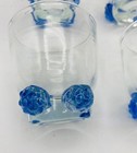 Designer Beverage Cocktail / Juice Glasses With Turquoise Blue Rosettes — photo 7