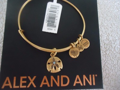 ALEX and ANI SAND DOLLAR III Russian Gold Charm Bangle New