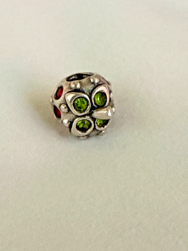 CHAMILIA Strawberry Bead Charm Red & Green Crystals 925 Sterling Silver #A3B02 - Image 4 of 4