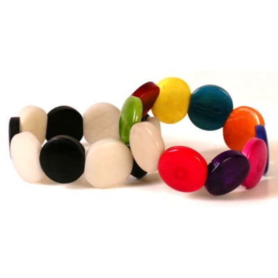 Two Amazon Jungle Tagua Root Bracelets Fair Trade Peru Native Bead Assorted Pack