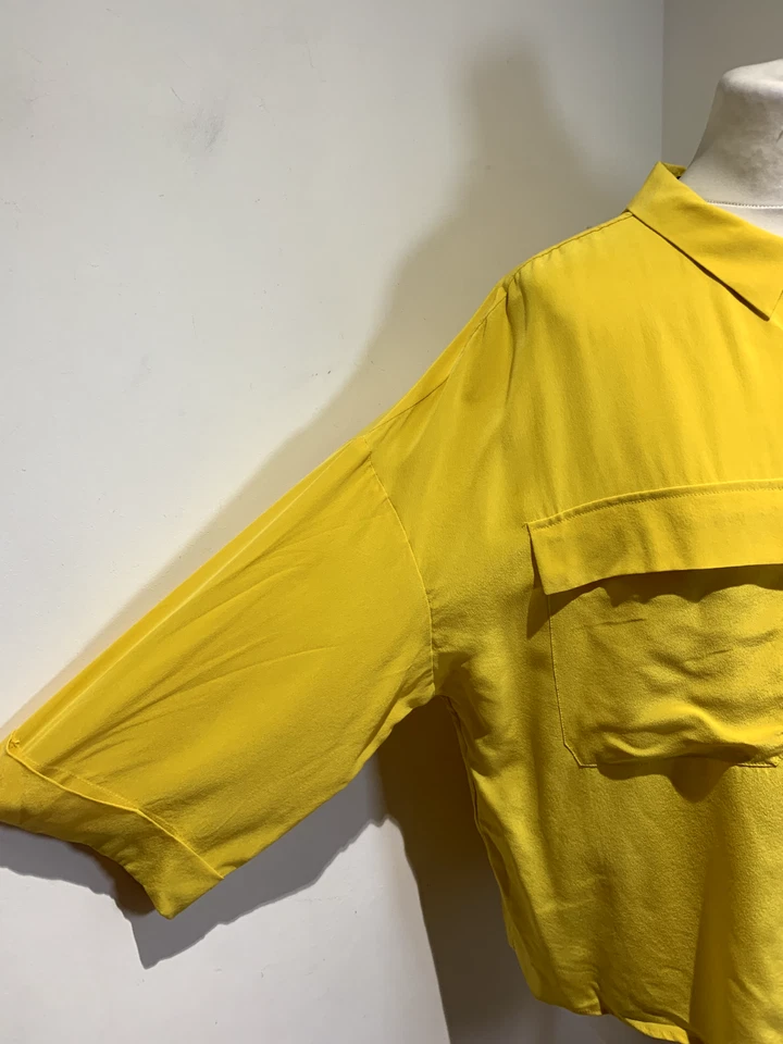Marks & Spencer Shirt Blouse UK 16 NEW BNWT Yellow Collared Pure Silk boxy - Image 3 of 4