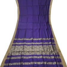 Namaste Vintage Blue Sarees 100 Pure Silk Woven Indian Sari 6YD Craft Fabric