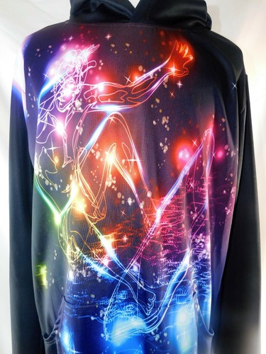 Chaqueta de Diseño de Surfista Laidipas Unisex Negra Multicolor con Capucha Impresa ~ Talla XXL - Imagen 4 de 6