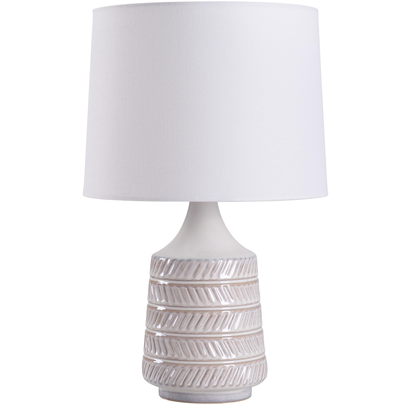 Better Homes & Gardens White and Beige Etched Ceramic Table Lamp with Shade 17