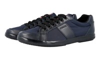 Prada Leder Nylon Sneaker Linea Rossa 4E2845 Schwarz Navy Blau Neu - 9,5 43,5
