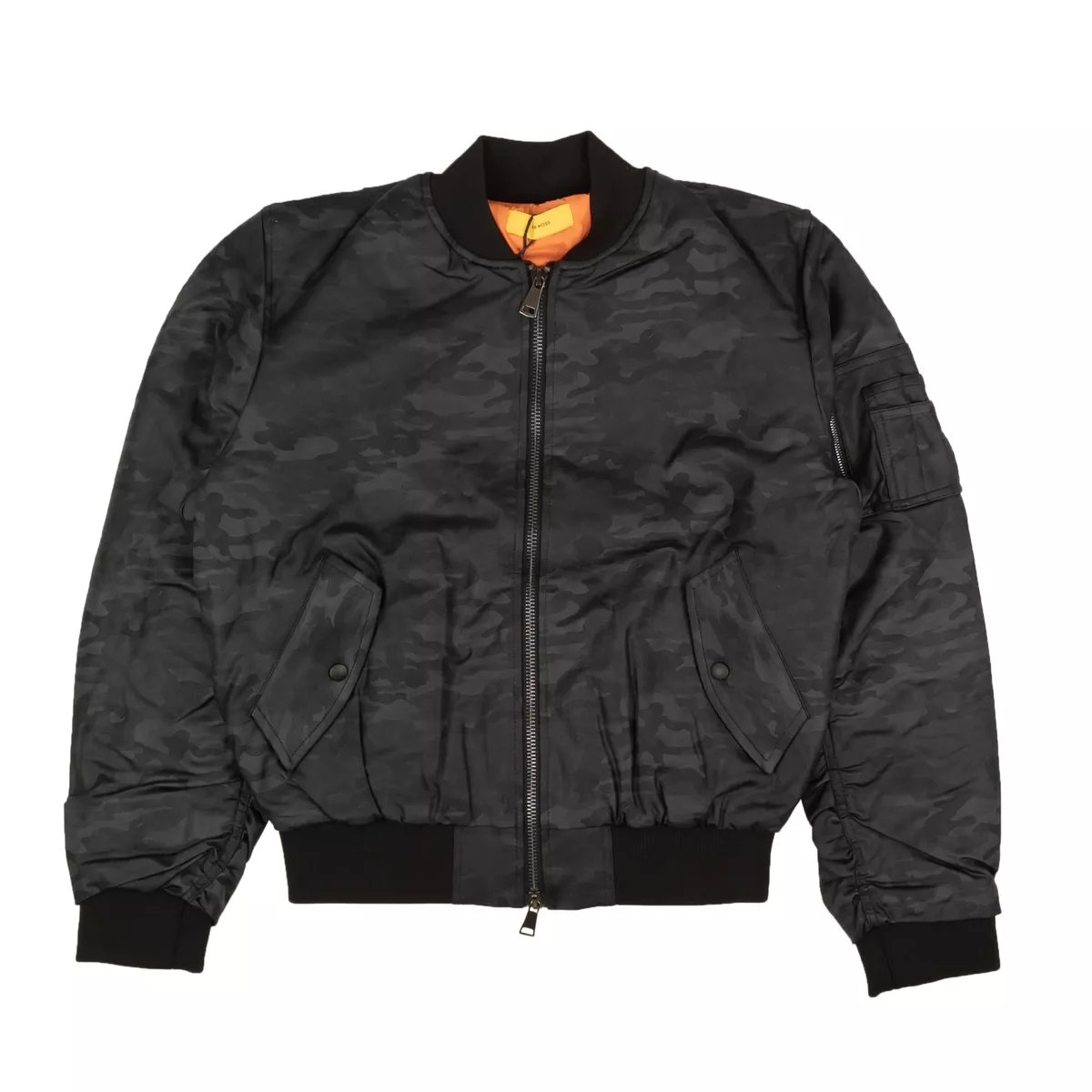 Mens black top camo bomber jacket