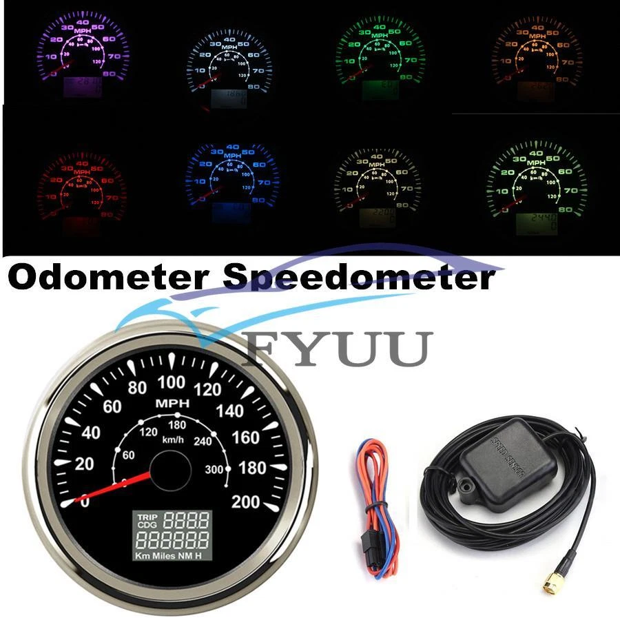 Moto Coche 85mm GPS Velocímetro Odómetro Medidor de Velocidad 8 Colores Retroiluminación Foto 3 de 4
