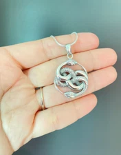 Auryn Sterling Silver Pendant Neverending Story Necklace Ouroboros Snake