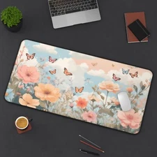 Wildflower Desk Mat, Large Anti-Slip Mouse Pad Computer Gaming Keyboard Desk Mat