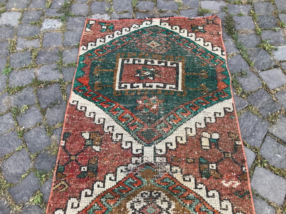 Alfombra antigua turca alfombra bohemia alfombra Oushak alfombra vintage alfombra de lana hecha a mano Foto 3 de 4