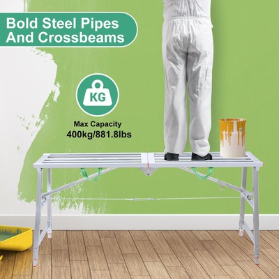 Work Platform Adjustable Height Portable Scaffolding Platform 880 Lb Load 