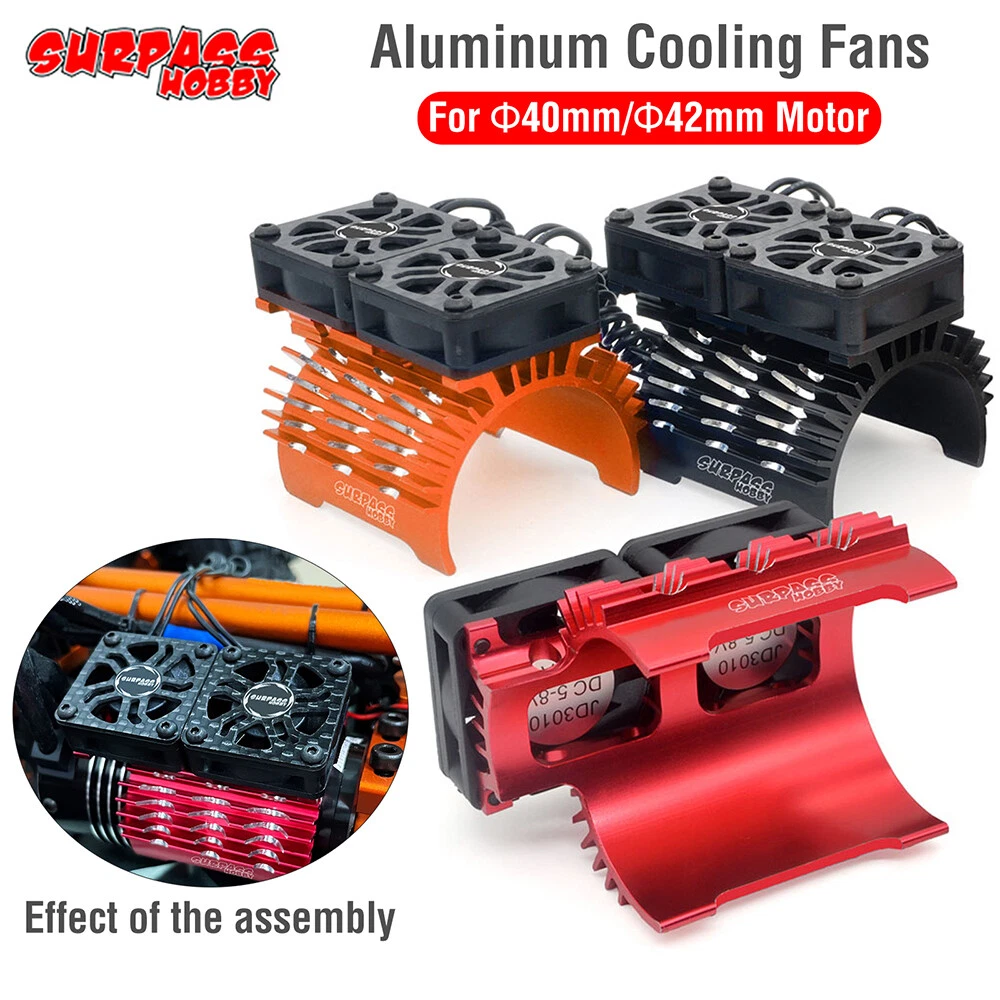 Surpass Hobby RC Motor Heatsink Dual Cooling Fan for 1 8 1 10 RC Car Buggy Truck