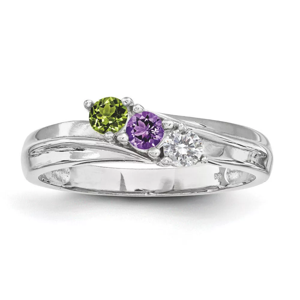 Custom Birthstone Rings 1 4 Stones Sterling Silver Mothers Day