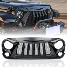 Xprite Black Front Grill Grid Grille w/Mesh for 2007-2018 Jeep Wrangler JK JKU