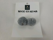 Shoe Charms Natasha Accessories LTD Light Gray Mini Pom Pom Brand New