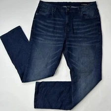 The Perfect Jean NYC Mens 38x32 Slim Thick Straight Stretch Denim Blue Whisker