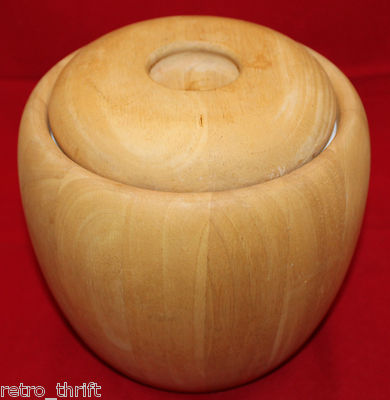 Crate and Barrel Wooden Ice Bucket Plastic Liner Lid Heavy Made in Thailand 