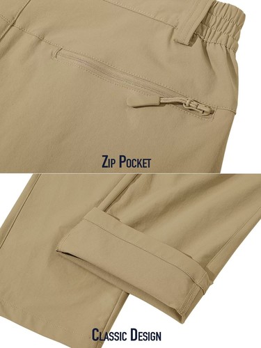 Herren leichte Wanderhose elastische Taille schnell trocknende Freizeit Arbeitshose - Bild 53 von 96