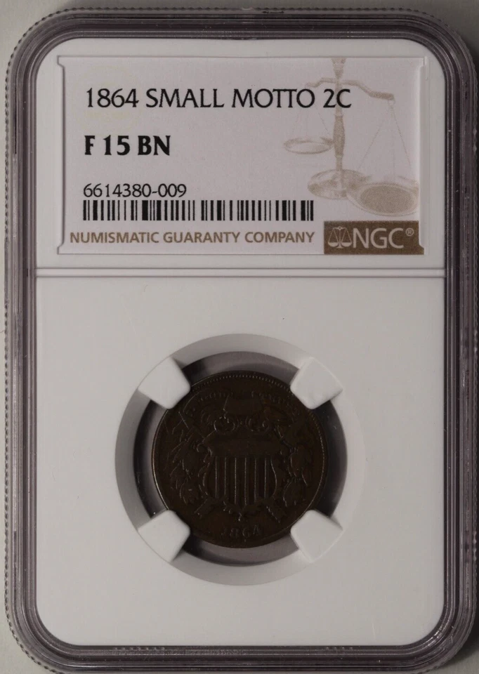 1864 Small Motto Two Cent Piece NGC F-15 - Tough! - Image 3 of 4
