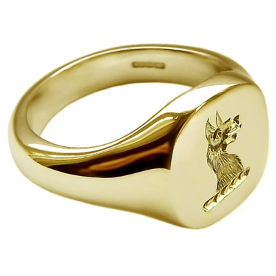 9ct Gelbgold Familie Crest Schwer Kissen Signet Ringe 14x13mm UK Hm nach Maß