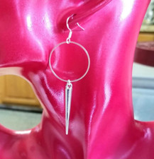 Spike Hoop Earrings, Silver Spike Earrings, Spike Dangle Earrings, Hoop Earrings