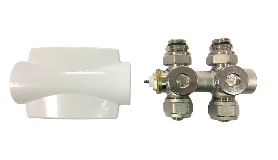 Ventil-Armaturen Set Multiblock Universal Eck-/Durchgangsform + Thermostatkopf - Bild 4 von 4