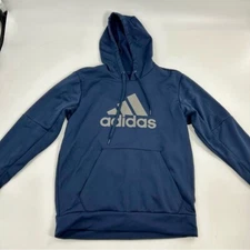 NWOT Adidas Navy Blue Grey Essential Logo Athletic Hoodie Minimalist Athleisure
