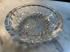 Vintage Cut Glass Ashtray Cigar Cigarette Heavy  7"