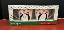 2 Pflatzgraff Xmas Penguin Mistletoe Porcelain Mugs NIB