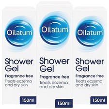 Oilatum Shower Gel - Fragrance Free - Treats Eczema & Dry Skin - 150ml x 3 PACK