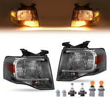 Smoke Lens Pair For Ford Expedition 2007-2014 Amber Corner Headlights Wbulbs