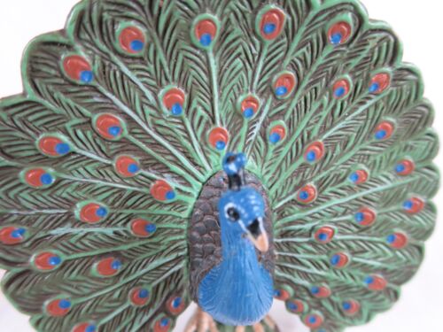 Vtg Lot of 2 Blue Peacocks 1983 Lefton Ceramic 5 in 2000 Schleich Plastic 3 in - Picture 17 of 22